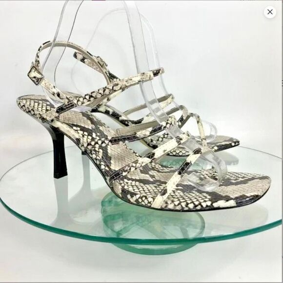 Nine West Shoes - Nine West Niva Slingback Sandal Womens Snake Print Heels Square Toe